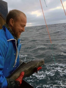 A scientific observer releasing a tagged toothfish for stock assessments.