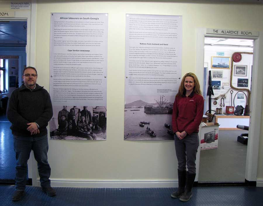 Dag Børresen and SG Museum Curator Deirdre Mitchell with the new exhibition on African whalers.