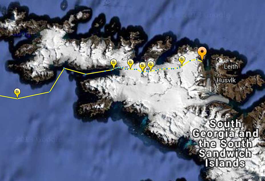 The route across the island taken by the NZAHT supported expeditioners. Image Google Maps.
